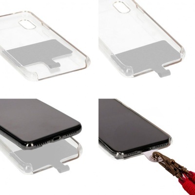 Capa transparente para smartphone com suporte cinza para acessório