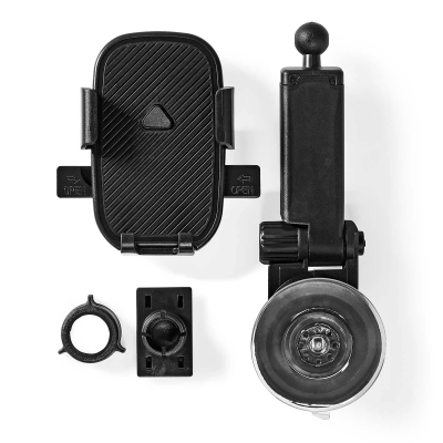 suporte de telemóvel preto com ventosa e braçadeira ajustável