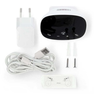 Conjunto de carregador e acessórios com cabo USB, aparelho pequeno e instruções