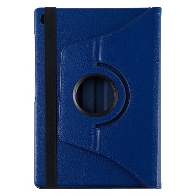 capa azul com fecho elástico e suporte circular