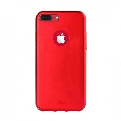 Capa vermelha para smartphone com logótipo Apple e texto PURO