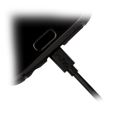 Cabo de carregamento Veno preto ligado a smartphone preto