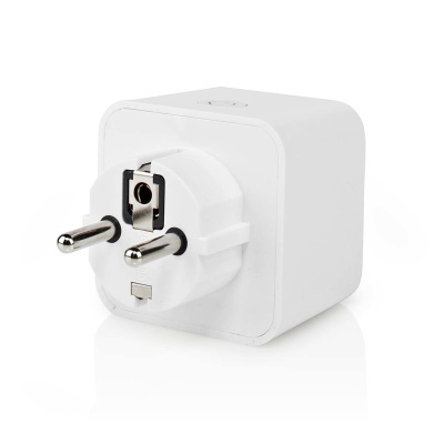 Adaptador de tomada elétrico branco com três pinos metálicos