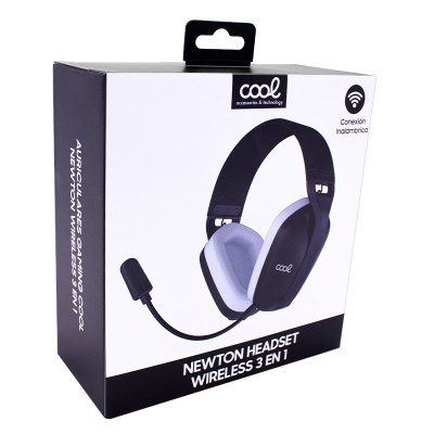 Caixa de auscultadores wireless COOL Newton Headset 3 em 1 preta e cinza