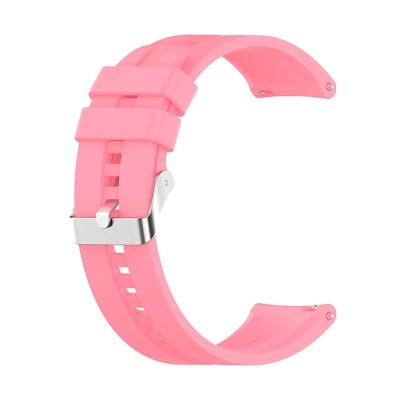 Bracelete para relógio rosa em silicone com fivela prateada