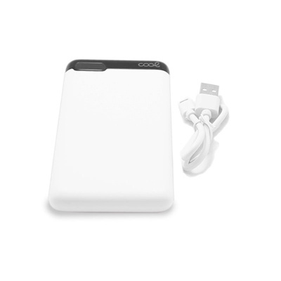 Carregador portátil branco com cabo USB