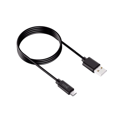 Cabo USB preto com conector USB tipo A e USB tipo C