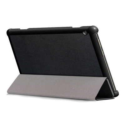 Capa protetora preta com suporte cinzento para tablet