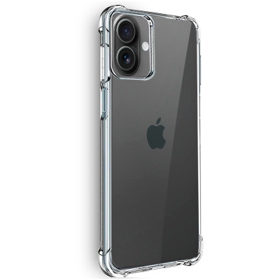 Smartphone Apple iPhone preto com capa protetora transparente