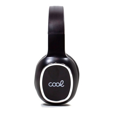 Auricular headphone preto com texto 