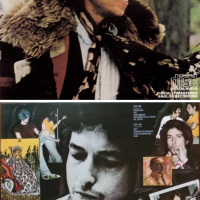 Capa de álbum e parte interna com diversas fotos e ilustrações de Bob Dylan