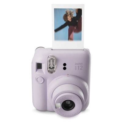 Câmara instantânea lilás Instax Mini 12 com foto saída superior