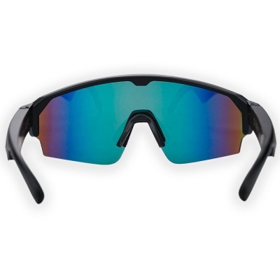 Óculos de sol desportivos com lentes espelhadas azuis e verdes