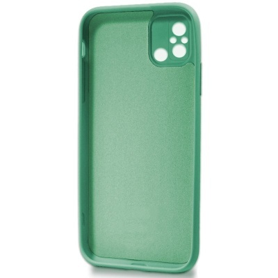 Capa smartphone verde fosca com recortes para câmeras