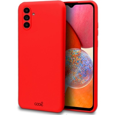 Smartphone com capa protetora vermelha fosca e ecrã colorido