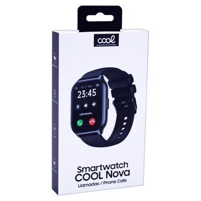 Caixa de smartwatch COOL Nova com imagem do relógio preto digital