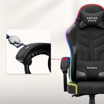 Cadeira gaming preta com almofada SUPORTE CERVICAL e iluminação LED colorida