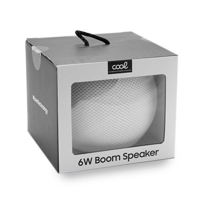 Coluna portátil branca 6W Boom Speaker em caixa com janela transparente