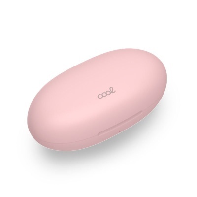 Caixa oval cor de rosa clara com a palavra cool no centro