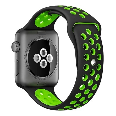 Relógio inteligente Apple Watch Series 2 com pulseira preta e verde