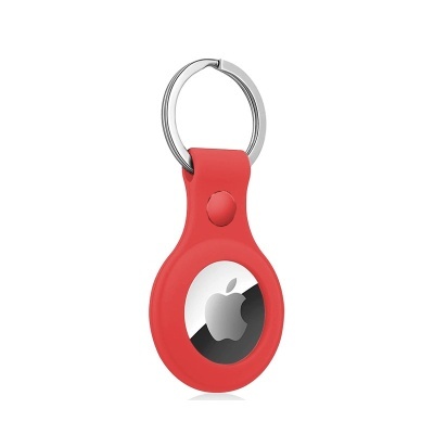 Suporte para Apple AirTag em silicone vermelho com argola metálica