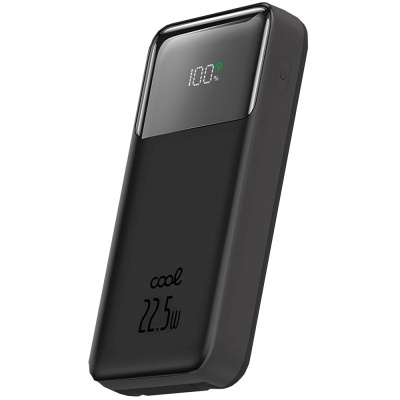 Carregador portátil preto com visor digital e texto cool 22.5W