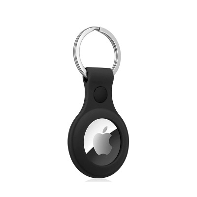 Chaveiro preto com suporte para AirTag da Apple e argola metálica