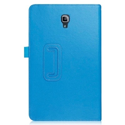 Capa de tablet azul com suporte embutido em material sintético