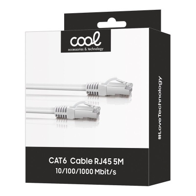 Caixa com cabo CAT6 RJ45 branco de 5 metros da marca Cool