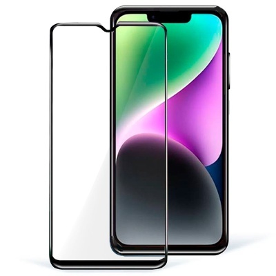 Smartphone com protetor de ecrã transparente e bordas pretas