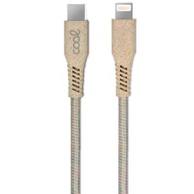Cabo de carregamento USB a Lightning bege com marca cool
