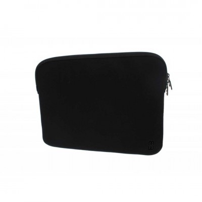 Estojo preto com fecho de correr duplo e textura lisa