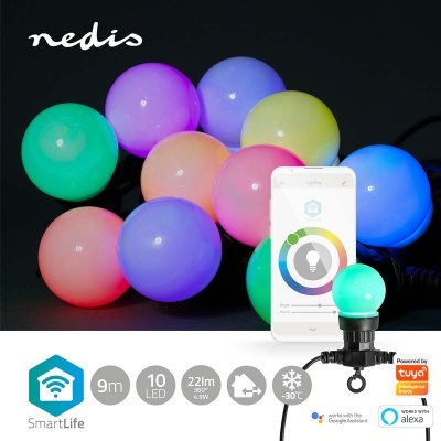 Conjunto de 10 luzes LED coloridas em forma de bolas com controle por app