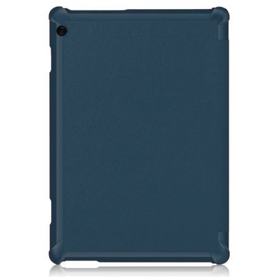 Capa protetora azul escura para tablet com recortes para botões e câmera