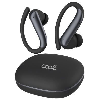 Auriculares wireless pretos com estojo de carregamento preto