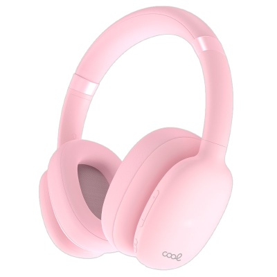 Auriculares sem fios rosa acolchoados com marca 'cool'