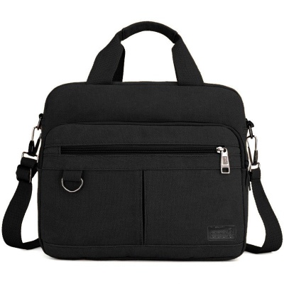 Bolsa preta para portátil com alças e bolsos frontais