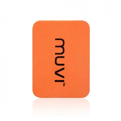 Espuma laranja com texto preto MUVI