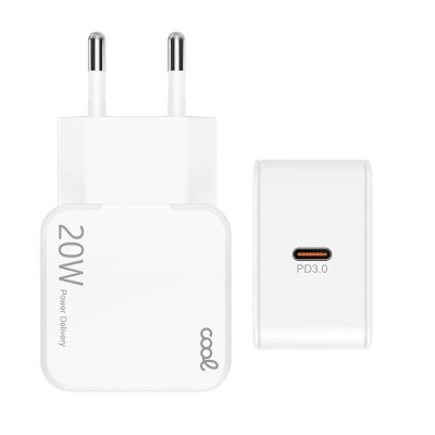 Carregador de parede branco 20W com porta USB tipo C PD3.0