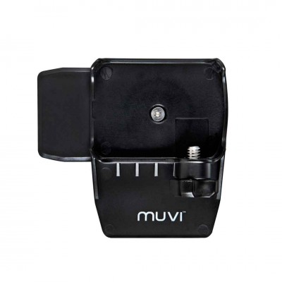 Acessório preto com marca MUVI em branco