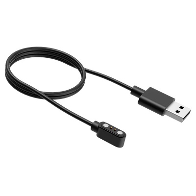 Cabo USB preto com conector magnético e conexão USB padrão