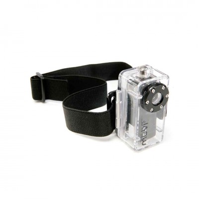 Caixa protetora transparente para câmara com correia preta