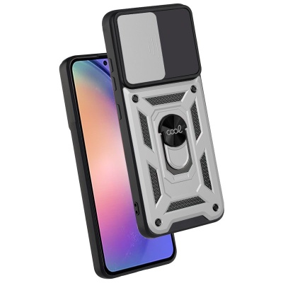 Capa protetora para smartphone preta e branca com suporte circular 'COOL'