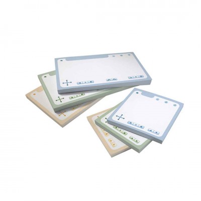 Blocos de notas autocolantes com margens coloridas e símbolos gráficos