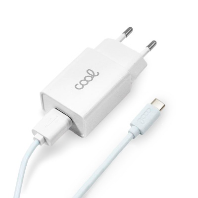 Carregador de parede branco com cabo USB