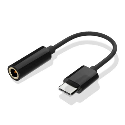 Adaptador cabo USB-C para auscultadores 3,5 mm preto