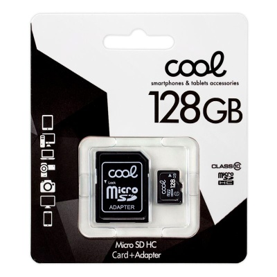 Cartão Micro SD de 128GB cool com adaptador em embalagem branca e preta