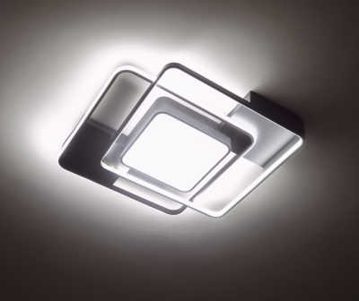Candeeiro de teto moderno branco com luz LED em formato quadrado e retangular