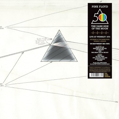 Capa disco vinil branco com gráfico triangular e etiqueta preta com texto