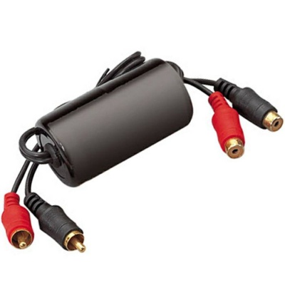 Adaptador com conectores RCA vermelho e preto para áudio ou vídeo